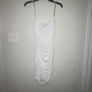 Elegant White Draped Dress